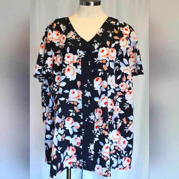 Lane Bryant Floral Blouse – Size 18 | Navy/Pink - Picture 1 of 5